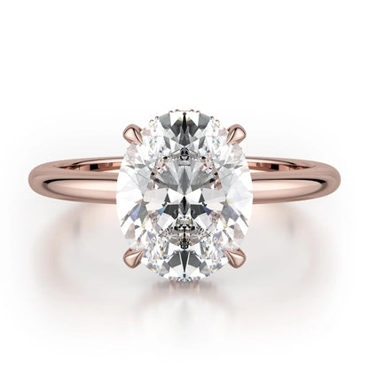MICHAEL M Engagement Rings 18K Rose Gold CROWN R750-3 Oval-Cut Diamond Solitaire R750-3RG