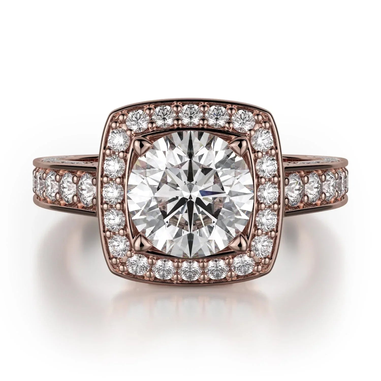 MICHAEL M Engagement Rings 18K Rose Gold Princess R261-2 R261-2RG