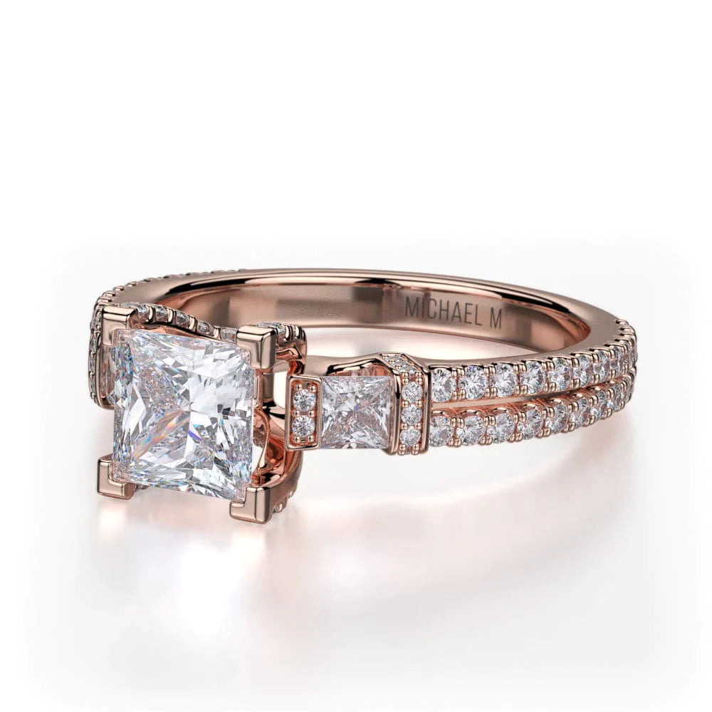 MICHAEL M Engagement Rings 18K Rose Gold Princess R476-1 R476-1RG