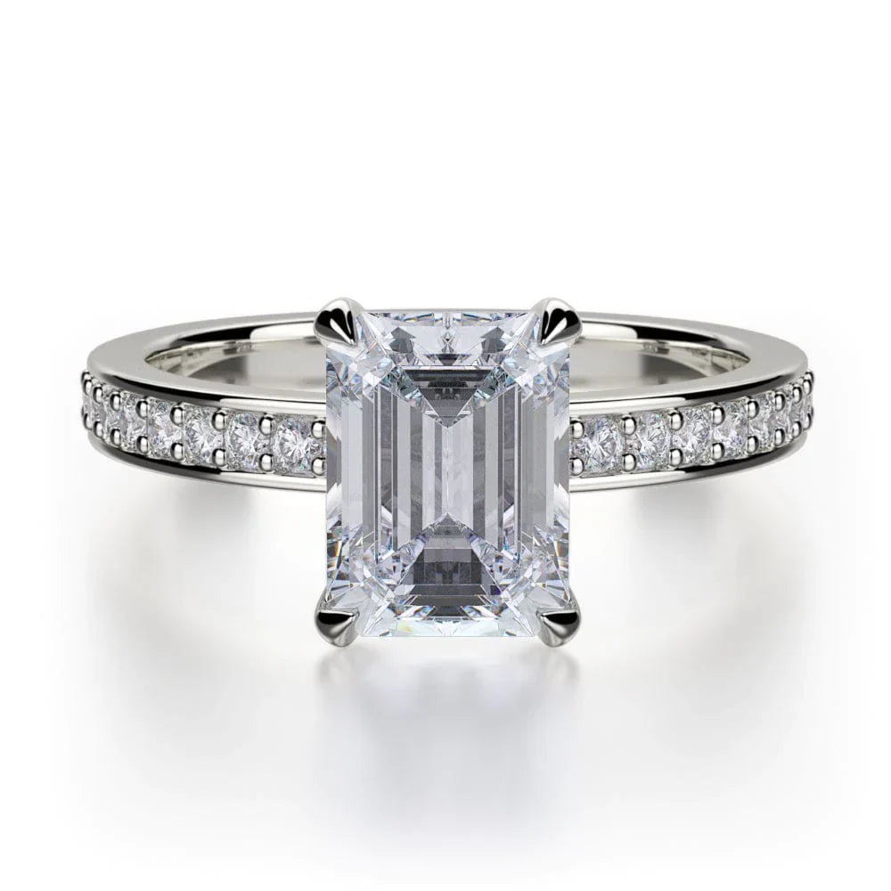 Michael M Center Stone Prong Emerald Engagement Ring