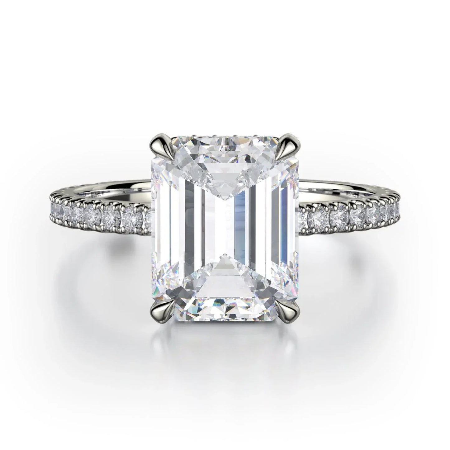 MICHAEL M Engagement Rings 18K White Gold CROWN R715-2 Emerald Solitaire R715-2EMWG