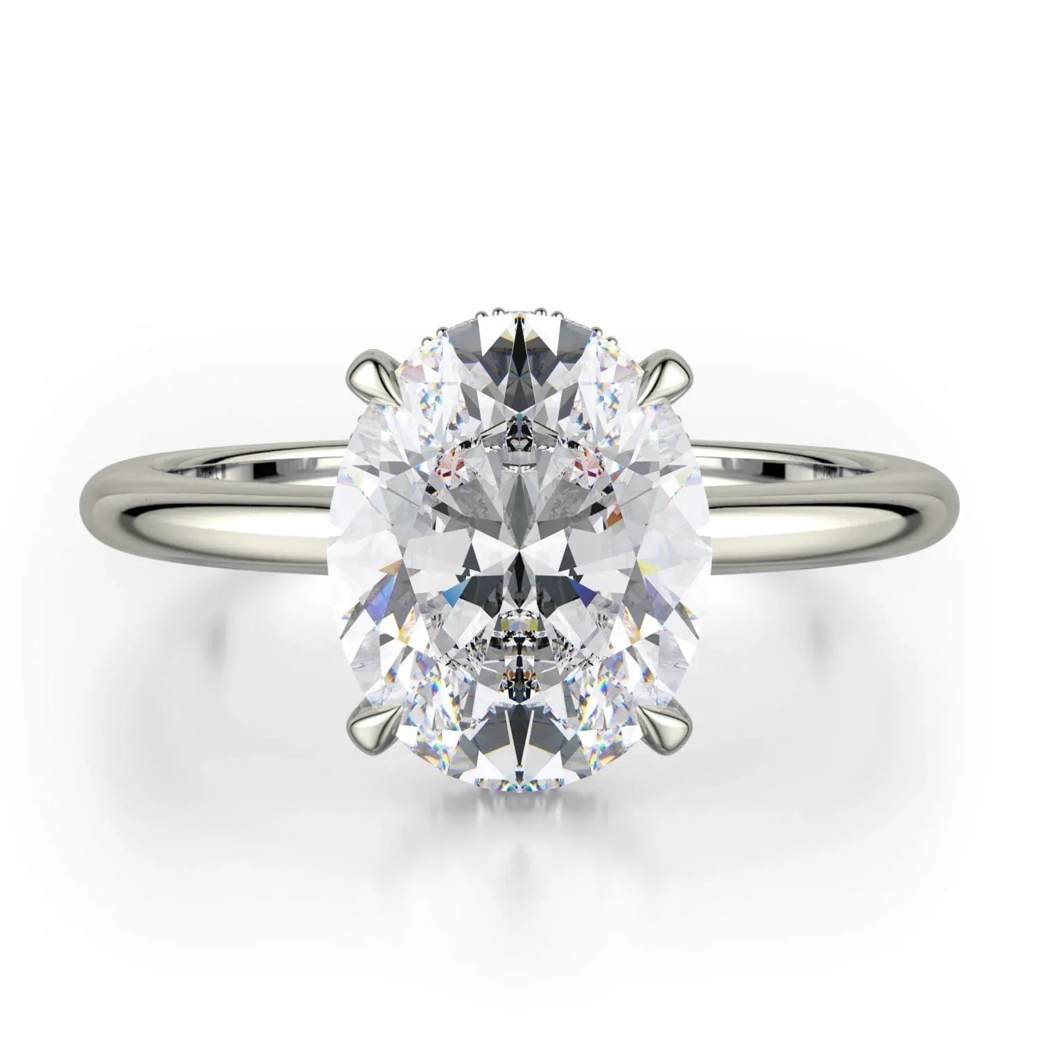 MICHAEL M Engagement Rings 18K White Gold CROWN R750-3 Oval-Cut Diamond Solitaire R750-3WG