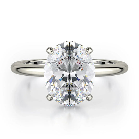 MICHAEL M Engagement Rings 18K White Gold CROWN R750-3 Oval-Cut Diamond Solitaire R750-3WG