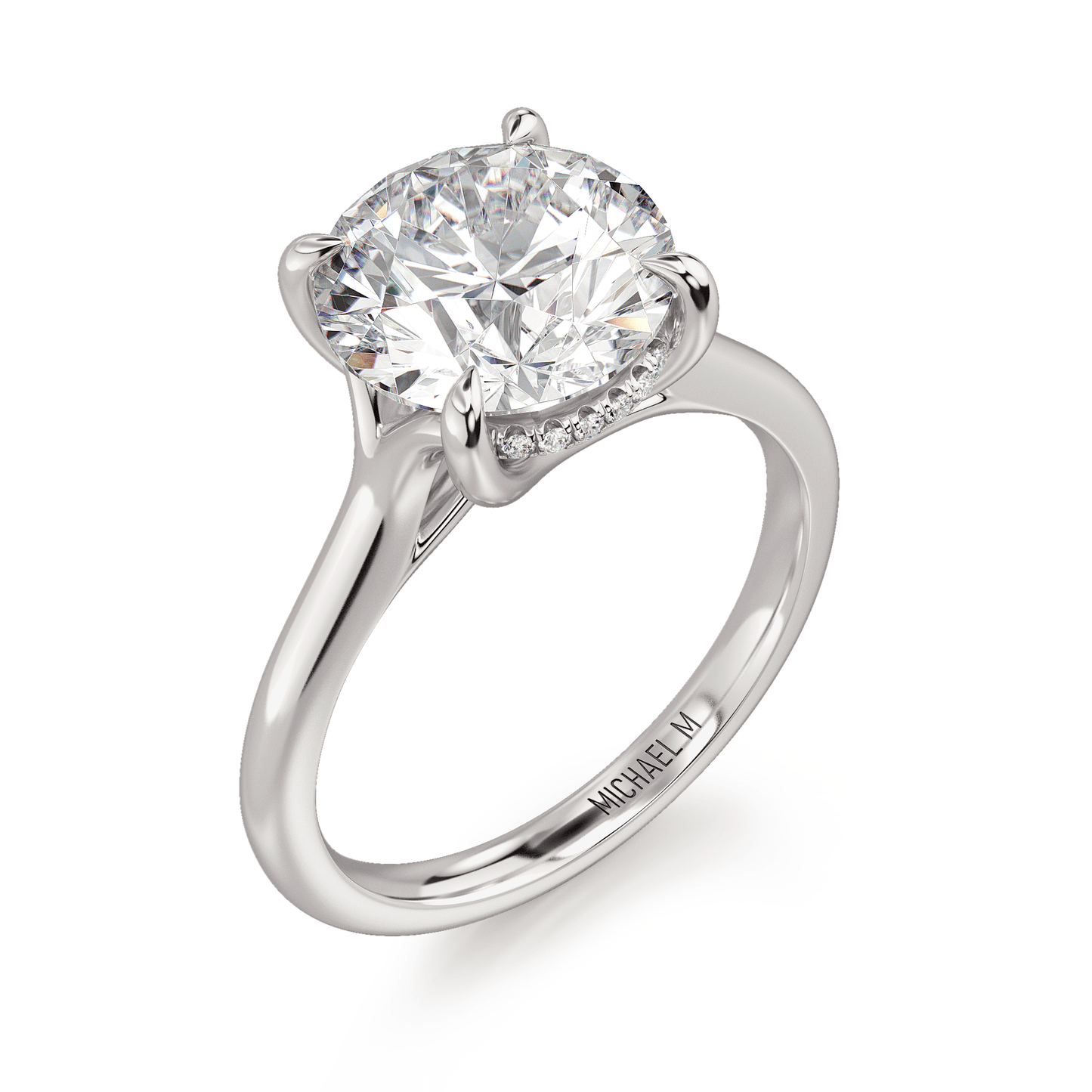 MICHAEL M Engagement Rings 18K White Gold Crown R828-3 Round R828-3-RD-WG