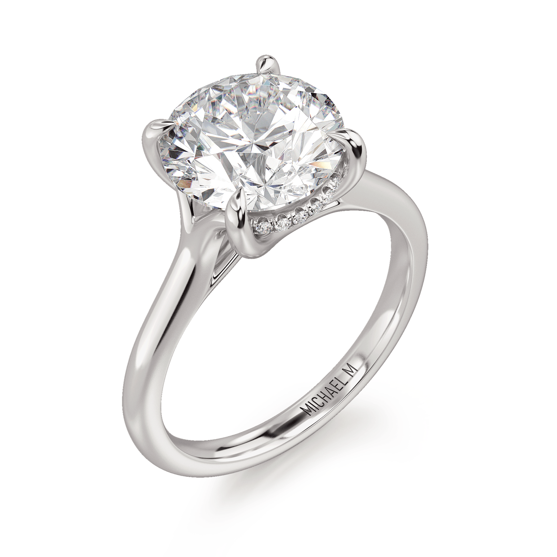 MICHAEL M Engagement Rings 18K White Gold Crown R828-3 Round R828-3-RD-WG