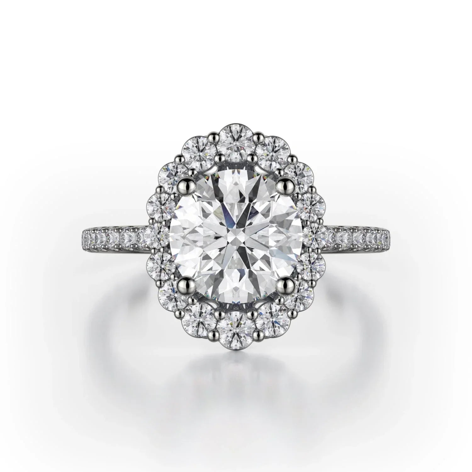 MICHAEL M Engagement Rings 18K White Gold DEFINED R739 Brilliant Round with a Graduated Halo R739-1.5WG