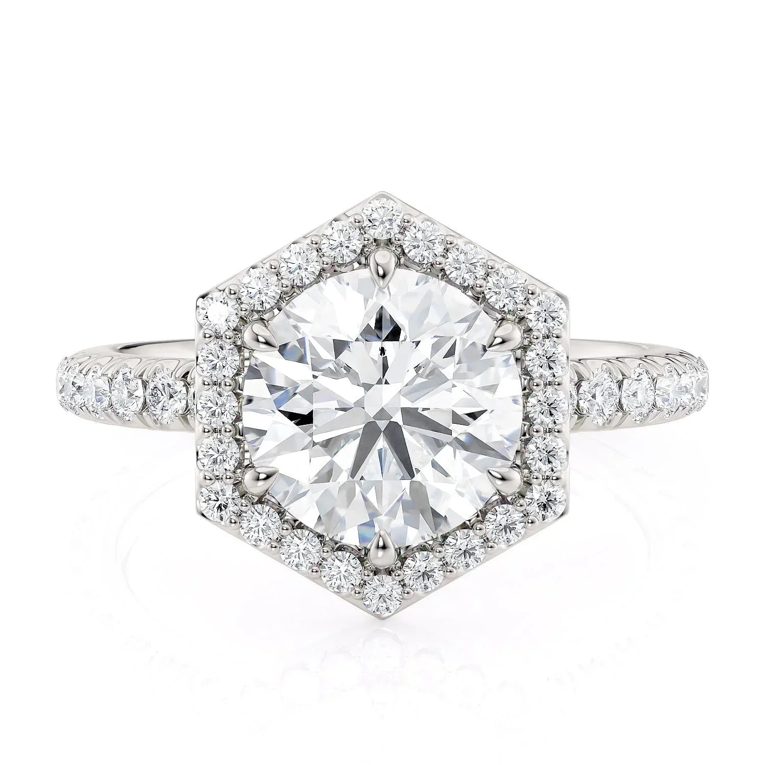 MICHAEL M Engagement Rings 18K White Gold Hex R794-2 R794-2