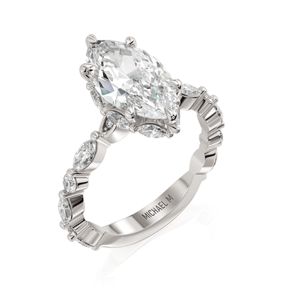 MICHAEL M Engagement Rings 18K White Gold Monarch R831-3 Marquise