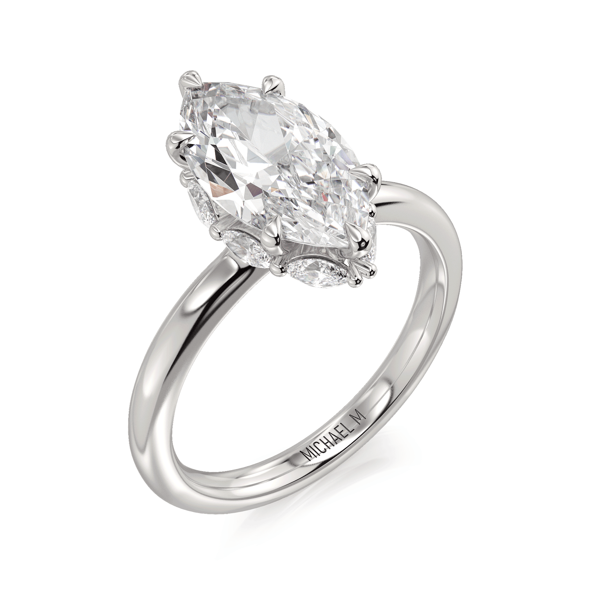MICHAEL M Engagement Rings 18K White Gold Monarch R832-3 Marquise