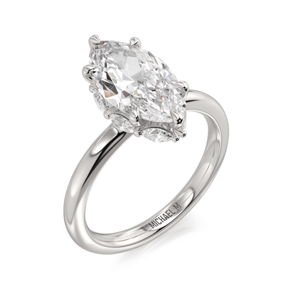 MICHAEL M Engagement Rings 18K White Gold Monarch R832-3 Marquise