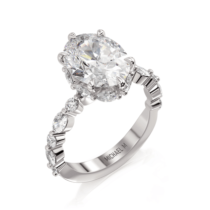 MICHAEL M Engagement Rings 18K White Gold Monarch R837-3 Oval R837-3-OV-WG