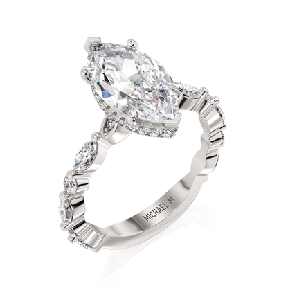 MICHAEL M Engagement Rings 18K White Gold Montage R802-3 Marquise