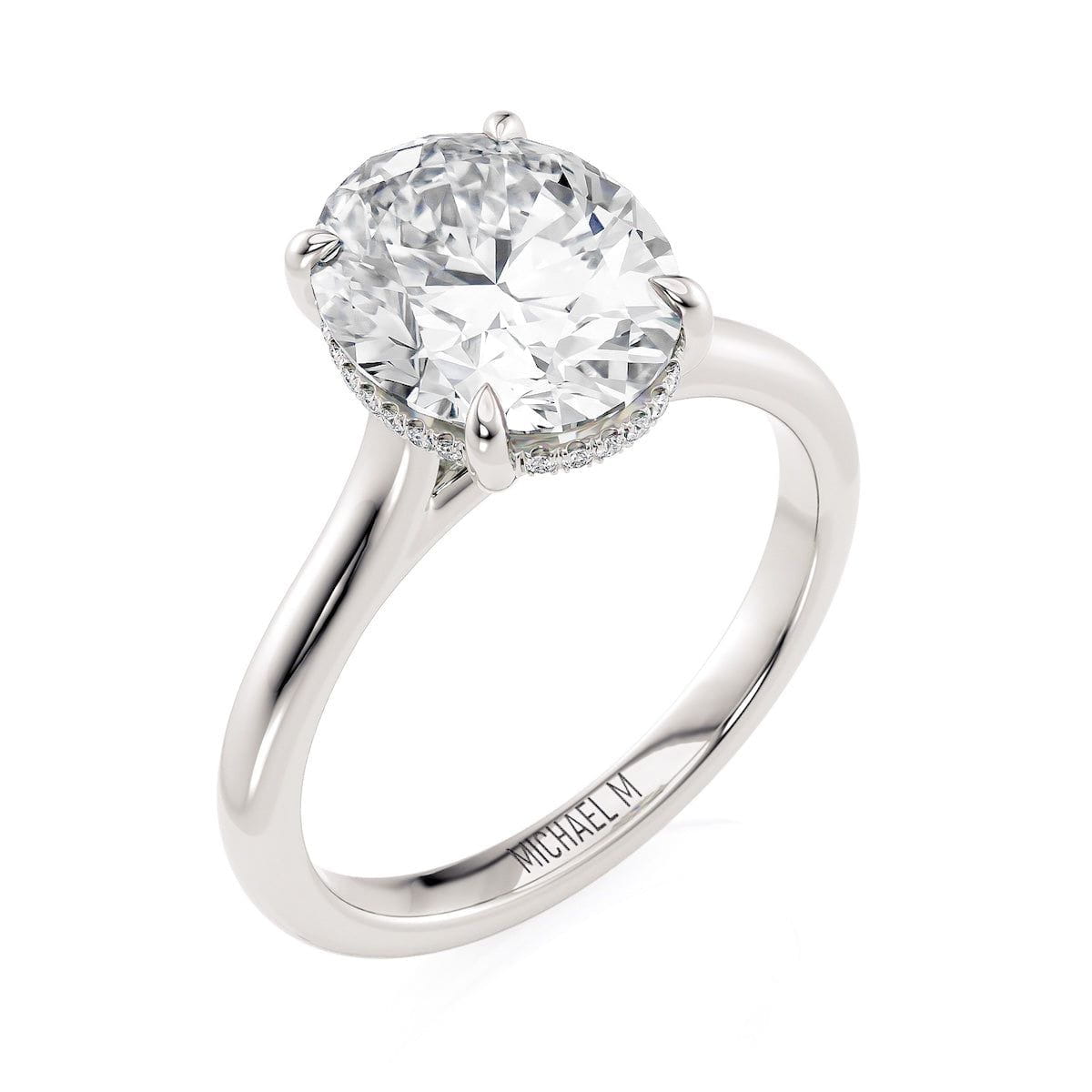 MICHAEL M Engagement Rings 18K White Gold Montage R826-3-OV