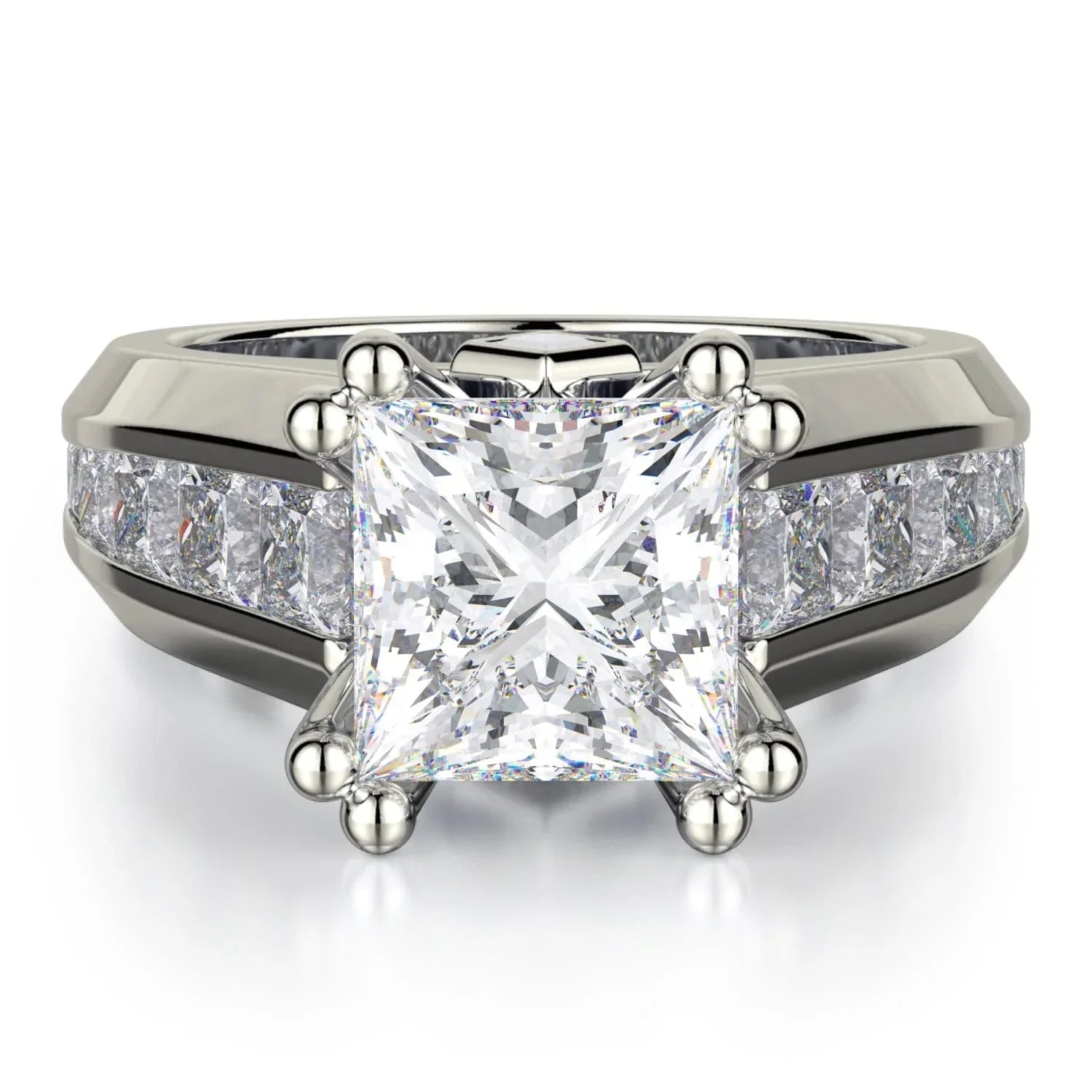 MICHAEL M Engagement Rings 18K White Gold Princess R763-2 R763-2WG