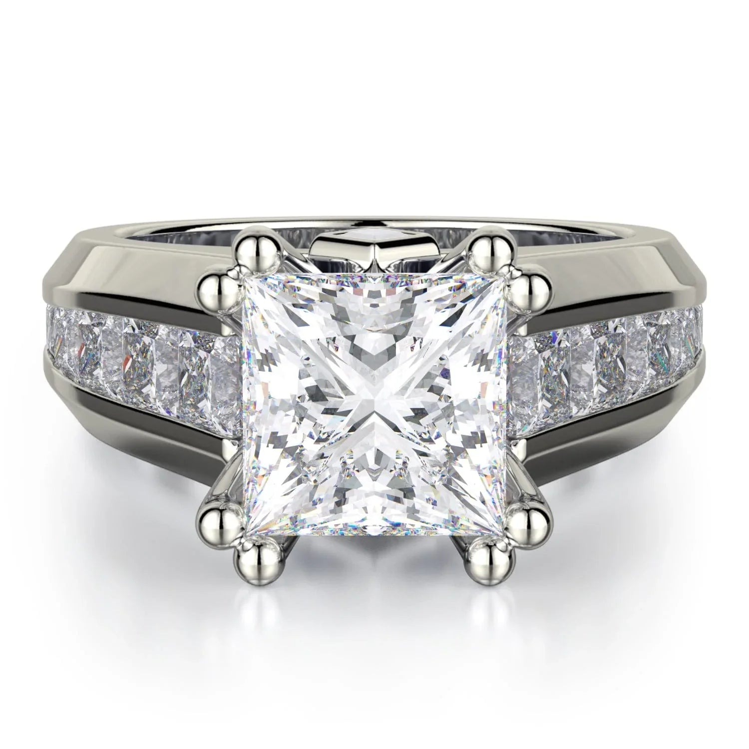 MICHAEL M Engagement Rings 18K White Gold Princess R763-2 R763-2WG
