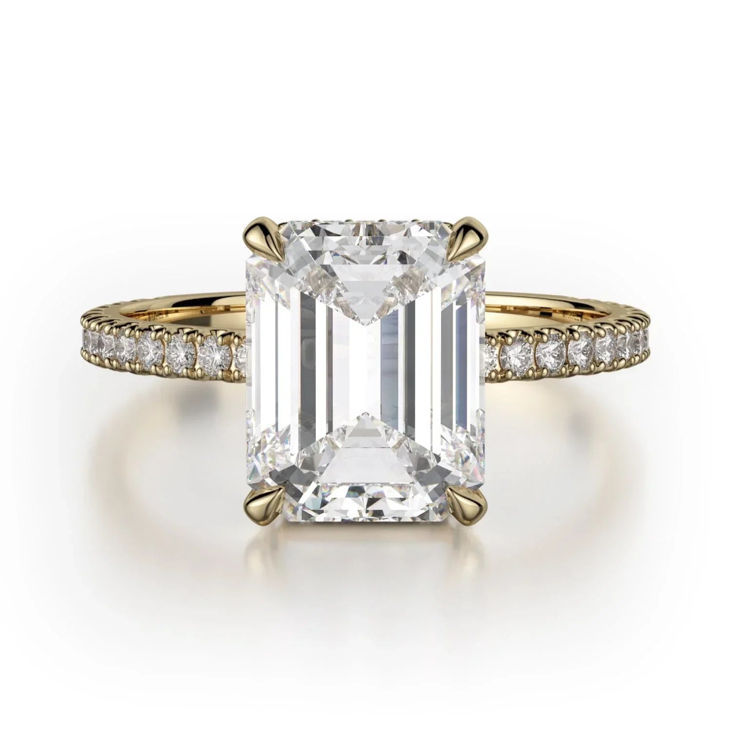 MICHAEL M Engagement Rings 18K Yellow Gold CROWN R715-2 Emerald Solitaire R715-2EMYG