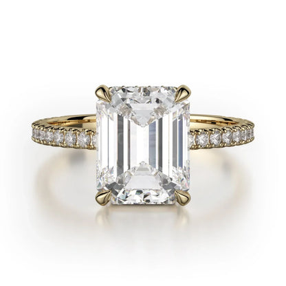 MICHAEL M Engagement Rings 18K Yellow Gold CROWN R715-2 Emerald Solitaire R715-2EMYG