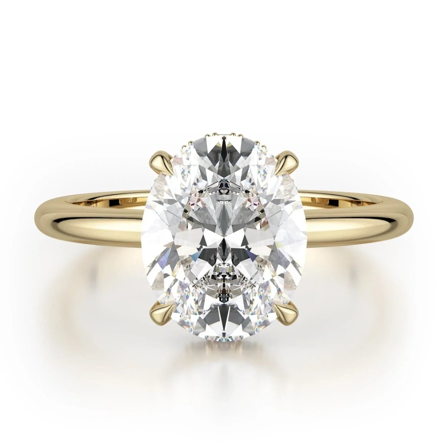 MICHAEL M Engagement Rings 18K Yellow Gold CROWN R750-3 Oval-Cut Diamond Solitaire R750-3YG