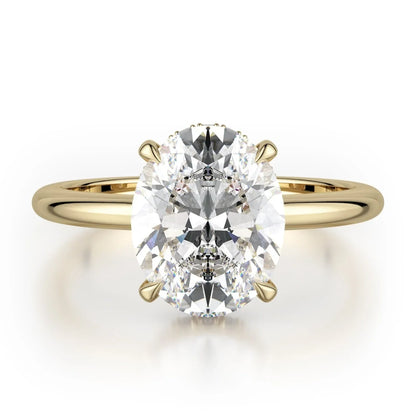 MICHAEL M Engagement Rings 18K Yellow Gold CROWN R750-3 Oval-Cut Diamond Solitaire R750-3YG