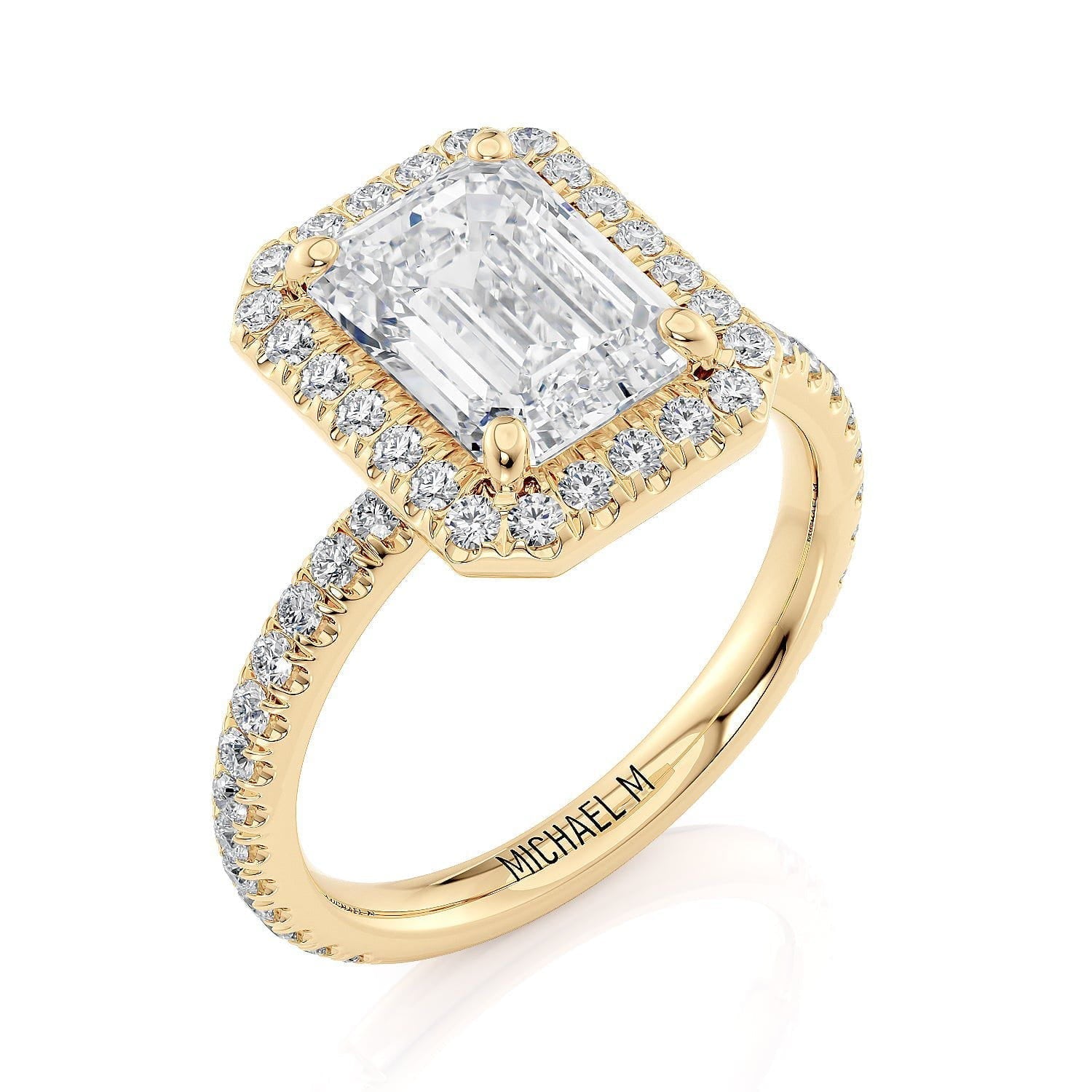 MICHAEL M Engagement Rings 18K Yellow Gold Europa R777-3 Emerald