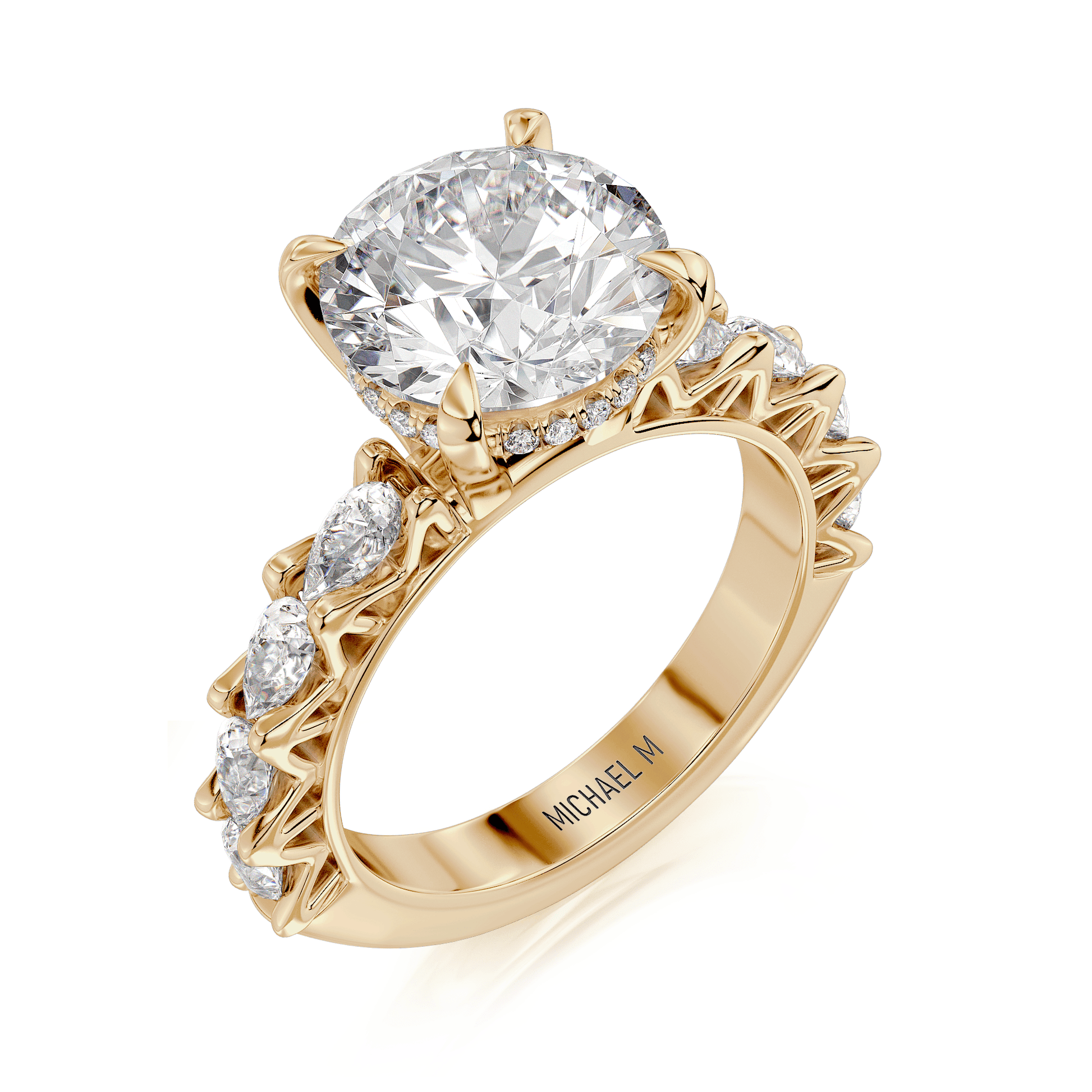 MICHAEL M Engagement Rings 18K Yellow Gold Meksian R905-3 Round