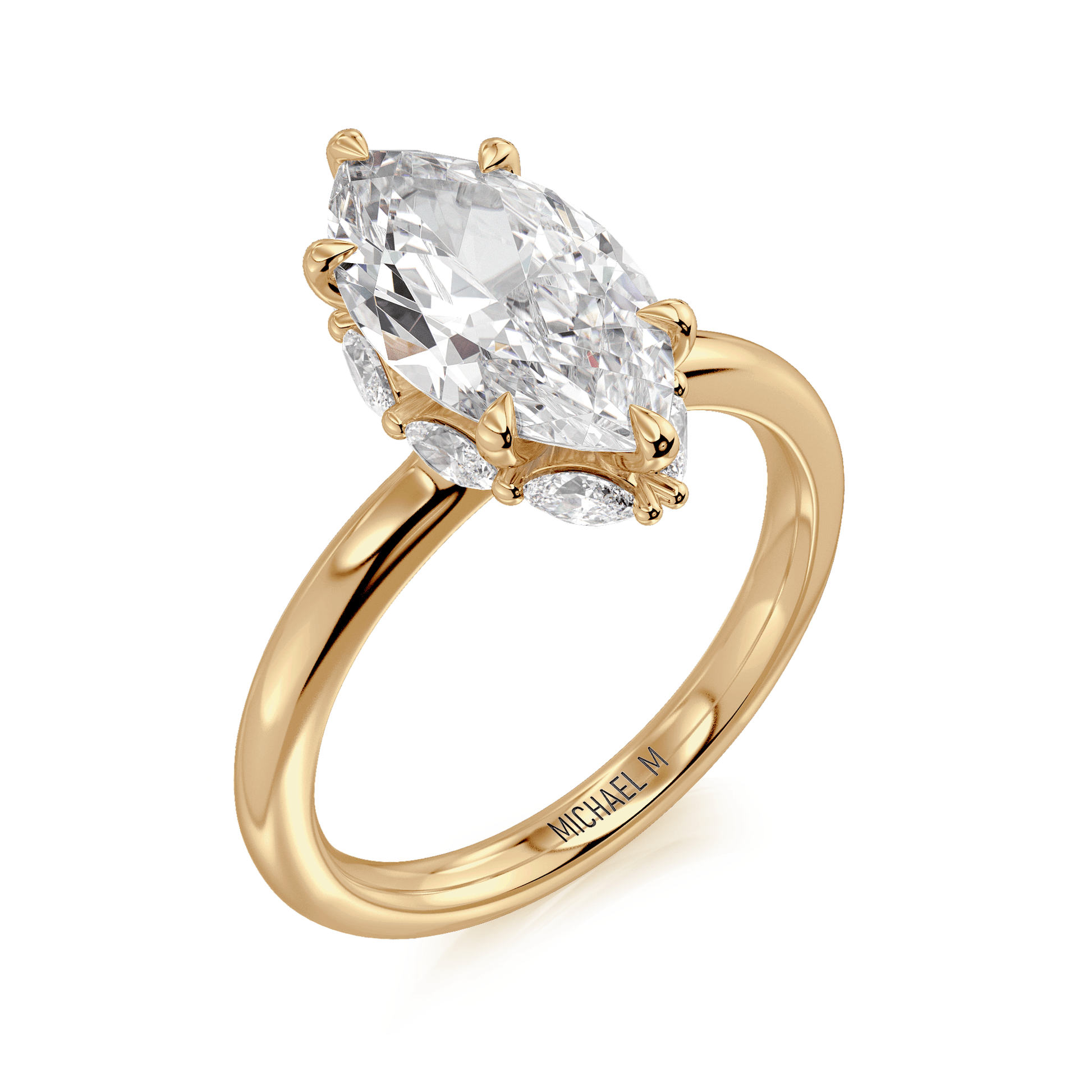 MICHAEL M Engagement Rings 18K Yellow Gold Monarch R832-3 Marquise