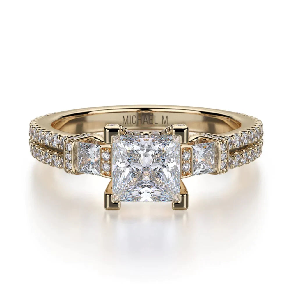 MICHAEL M Engagement Rings 18K Yellow Gold Princess R476-1 R476-1YG