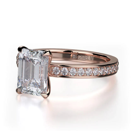 Michael M Center Stone Prong Emerald Engagement Ring