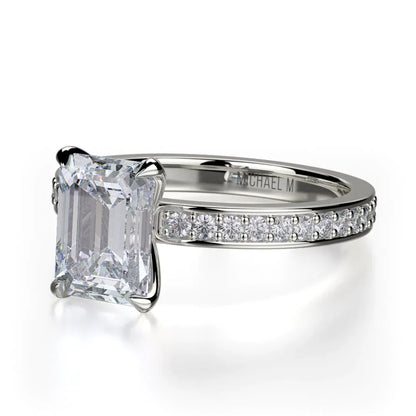 Michael M Center Stone Prong Emerald Engagement Ring