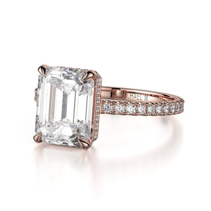 Michael M Center Stone Claw Prong Emerald Engagement Ring
