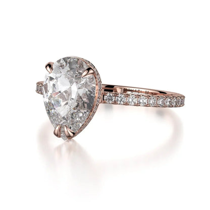 Michael M Hidden Halo Pear Engagement Ring