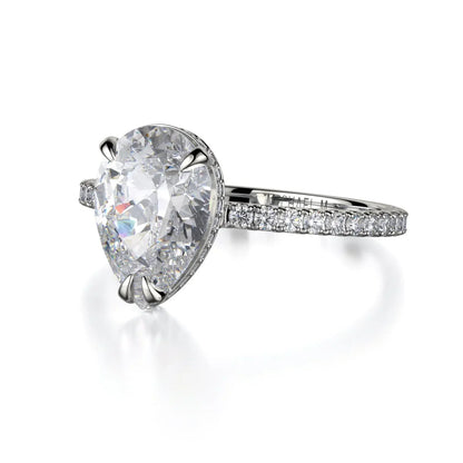 Michael M Hidden Halo Pear Engagement Ring