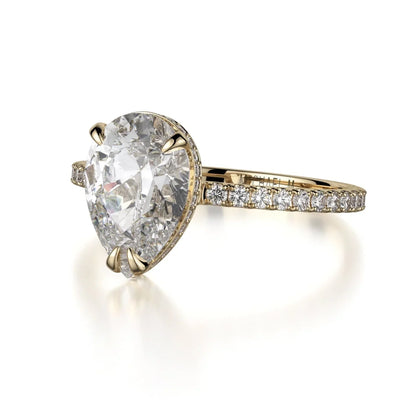 Michael M Hidden Halo Pear Engagement Ring
