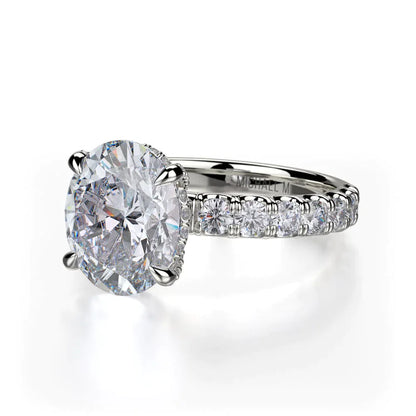 Michael M Hidden Halo Oval Engagement Ring