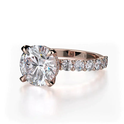 Michael M Center Stone Claw Prong Round Engagement Ring