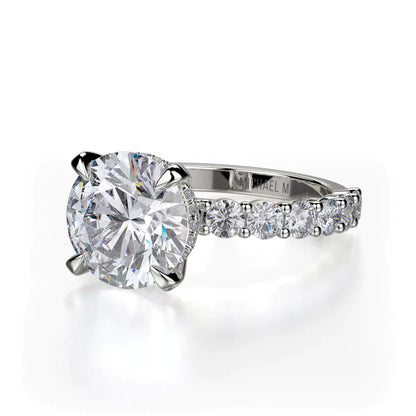 Michael M Center Stone Claw Prong Round Engagement Ring