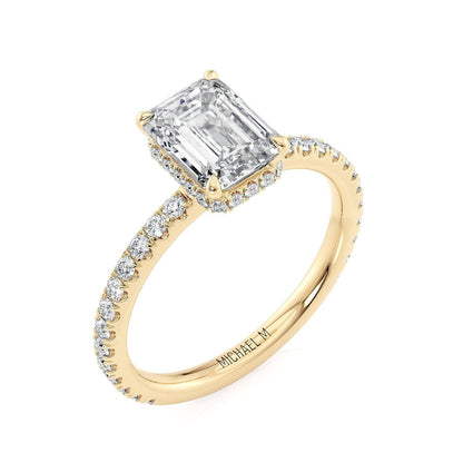 Michael M Hidden Halo Emerald Engagement Ring