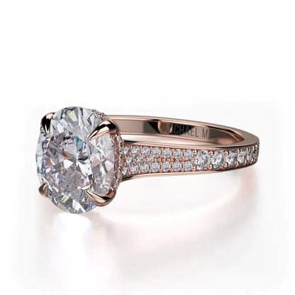 Michael M Hidden Halo Oval Engagement Ring