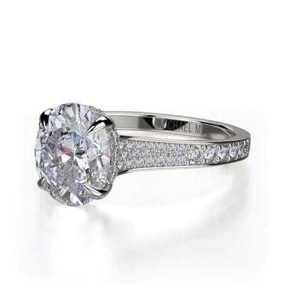 Michael M Hidden Halo Oval Engagement Ring