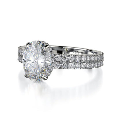 Michael M Hidden Halo Oval Engagement Ring