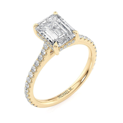 Michael M Hidden Halo Emerald Engagement Ring