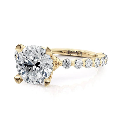 Michael M Center Stone Shared Prong Round Engagement Ring