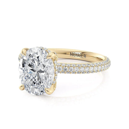 Michael M Hidden Halo Oval Engagement Ring