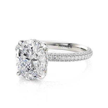 Michael M Hidden Halo Oval Engagement Ring