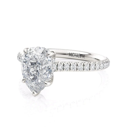 Michael M Hidden Halo Pear Engagement Ring