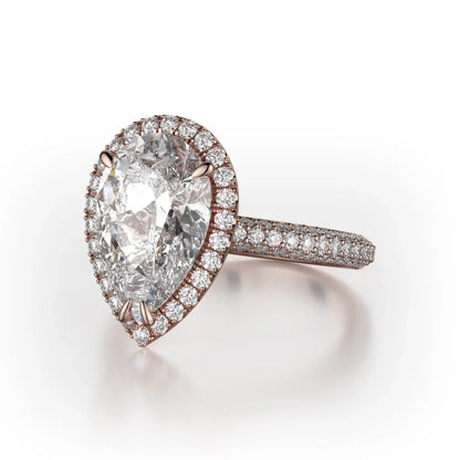 Michael M Halo Pear Engagement Ring