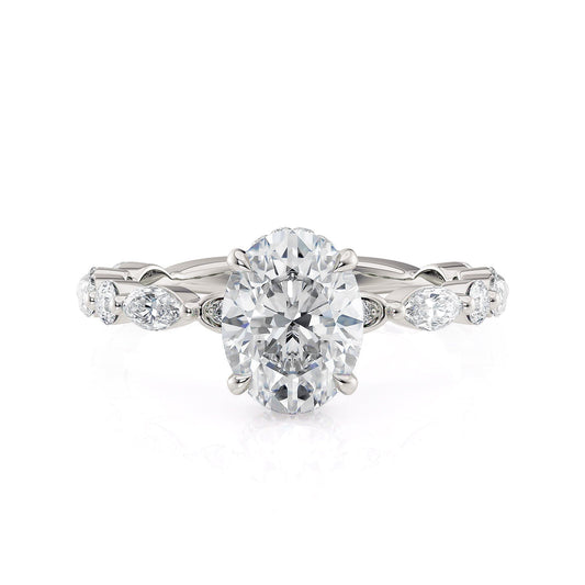 Michael M Hidden Halo Oval Engagement Ring