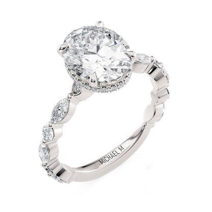 Michael M Hidden Halo Oval Engagement Ring