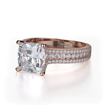 Michael M Pave Cushion Engagement Ring
