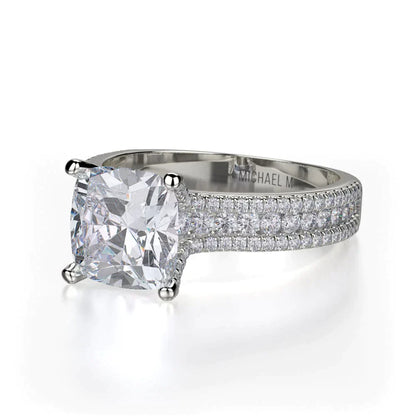 Michael M Pave Cushion Engagement Ring
